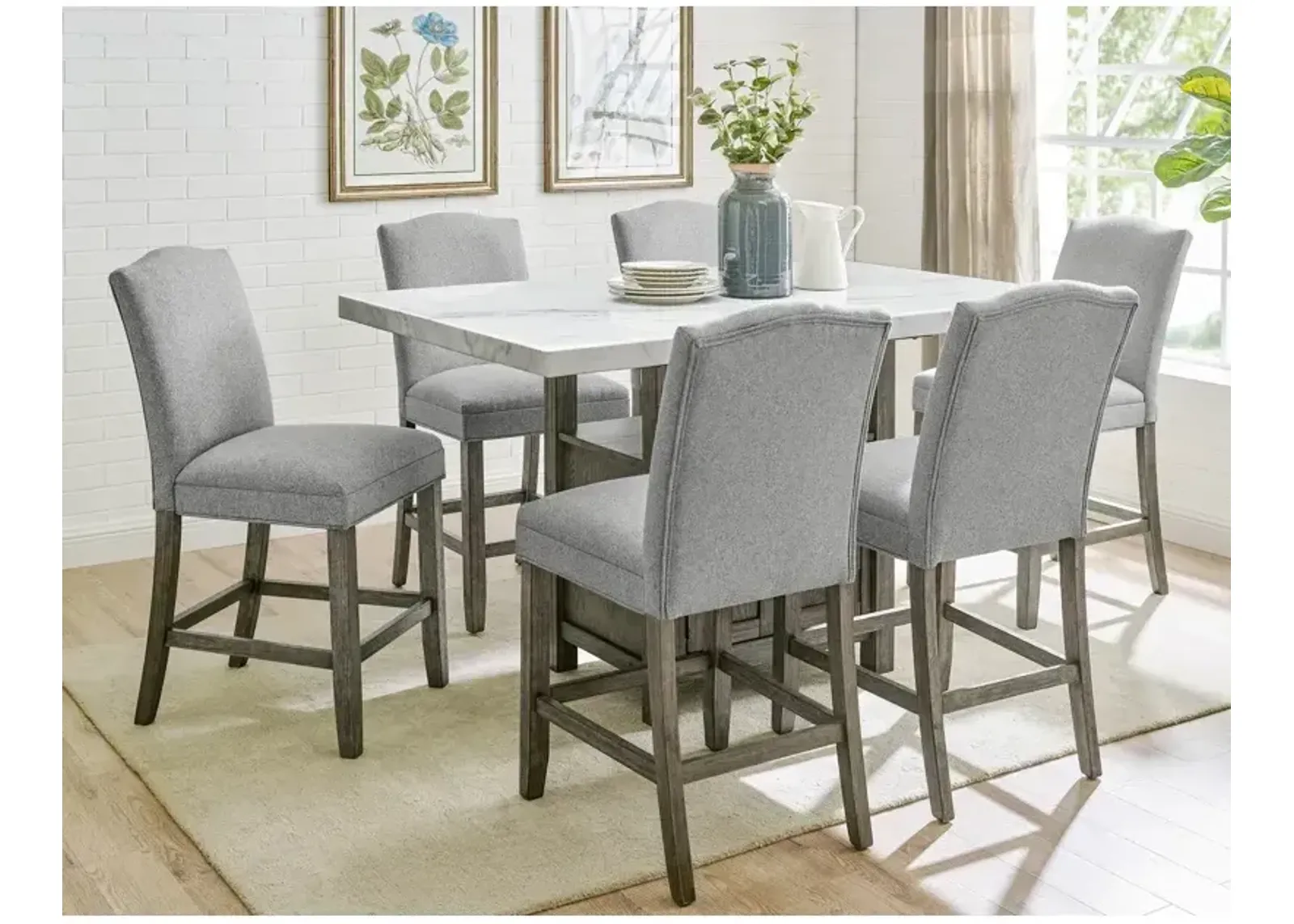 Grayson 7 PC Counter Dining Set with Storage Base