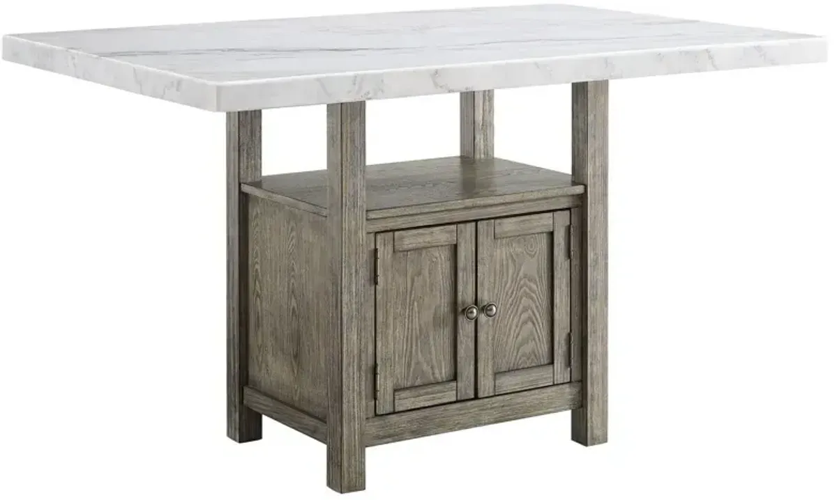 Grayson 60-inch White Marble Counter Storage Table