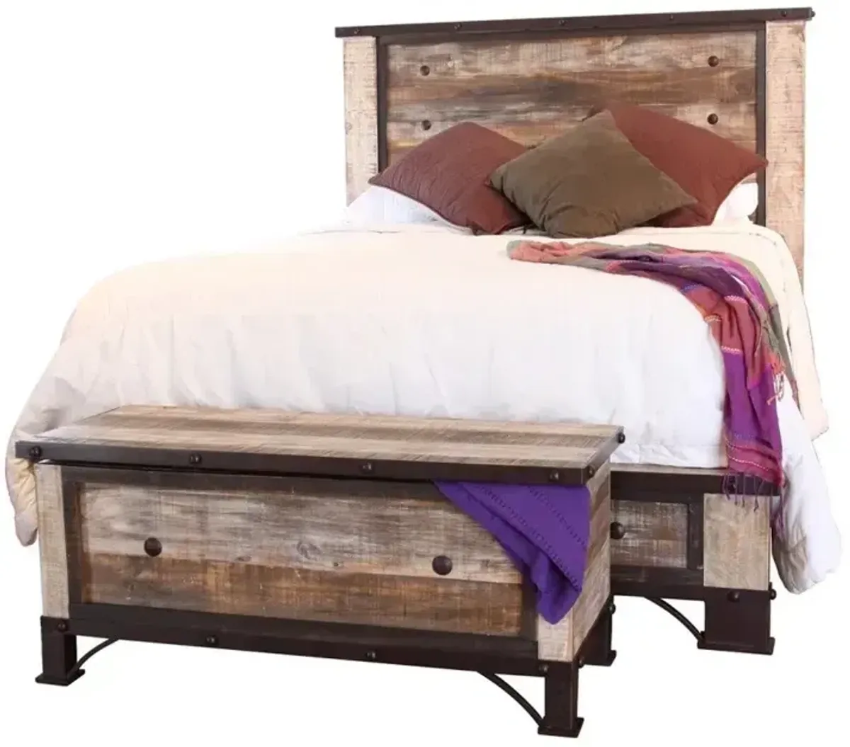 Antique Multicolor Queen Bed