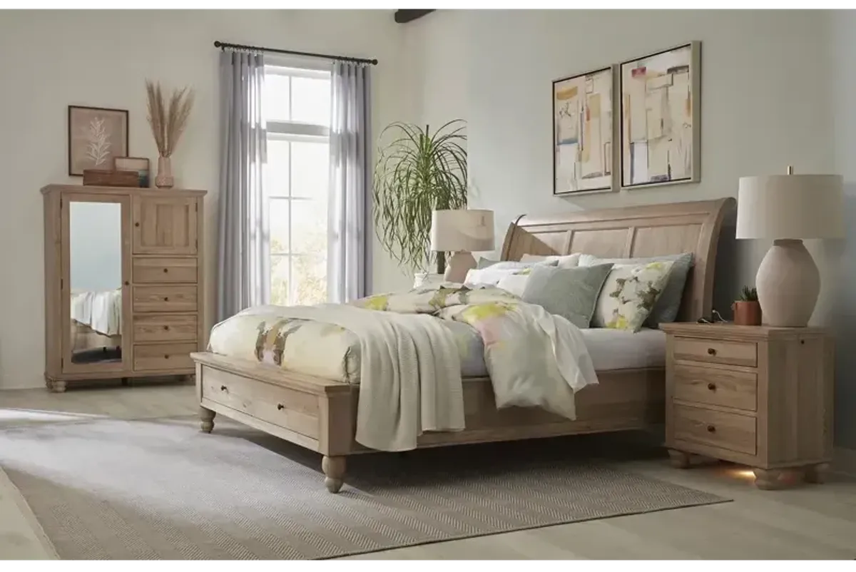 Cambridge Queen Storage Sleigh Bed - Modern Khaki