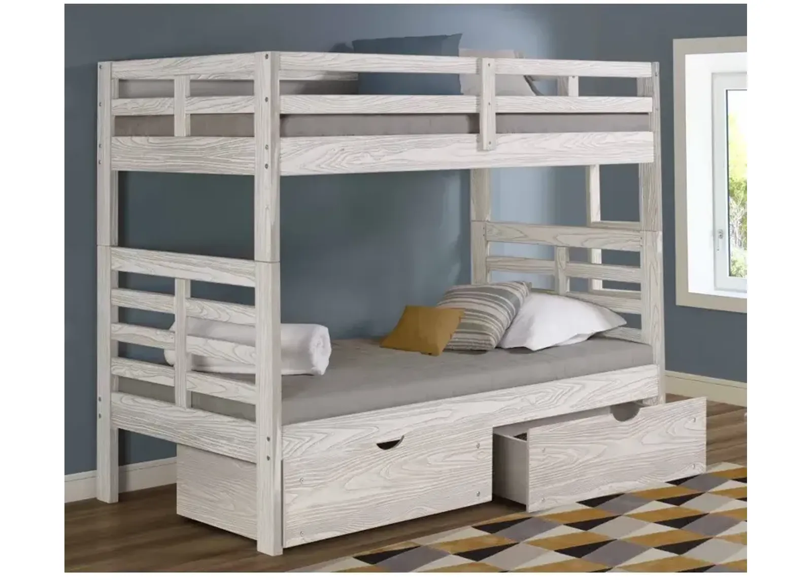 Manchester Twin Bunk Bed with Ladder - Birch