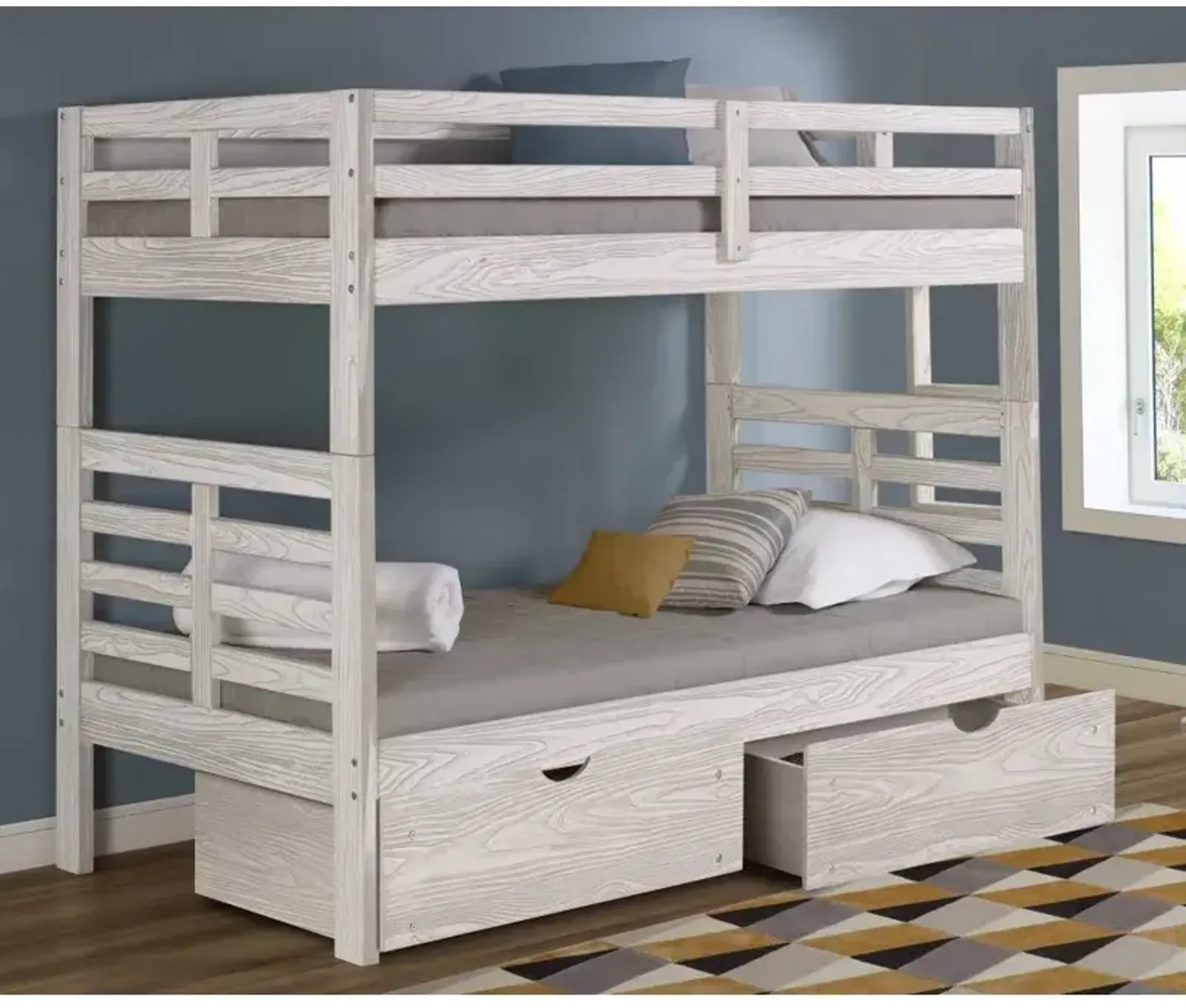 Manchester Twin Bunk Bed with Ladder - Birch