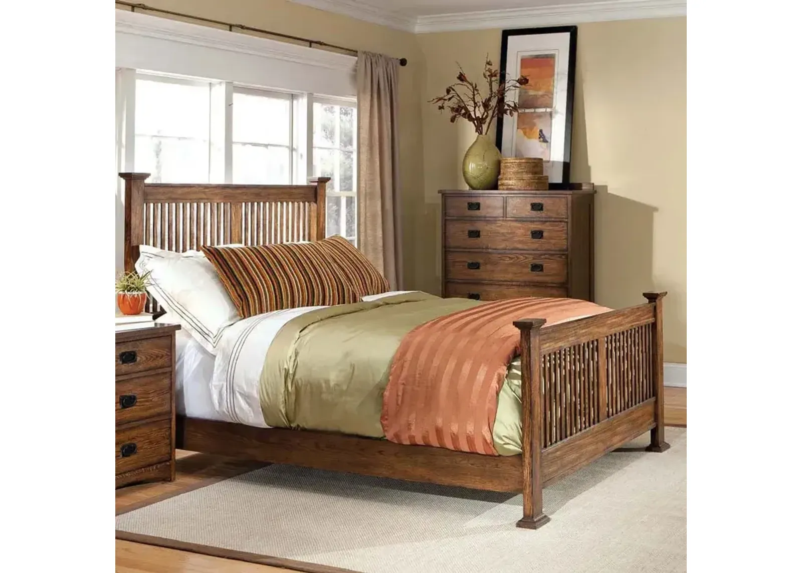 Oak Park King Slat Bed - Mission