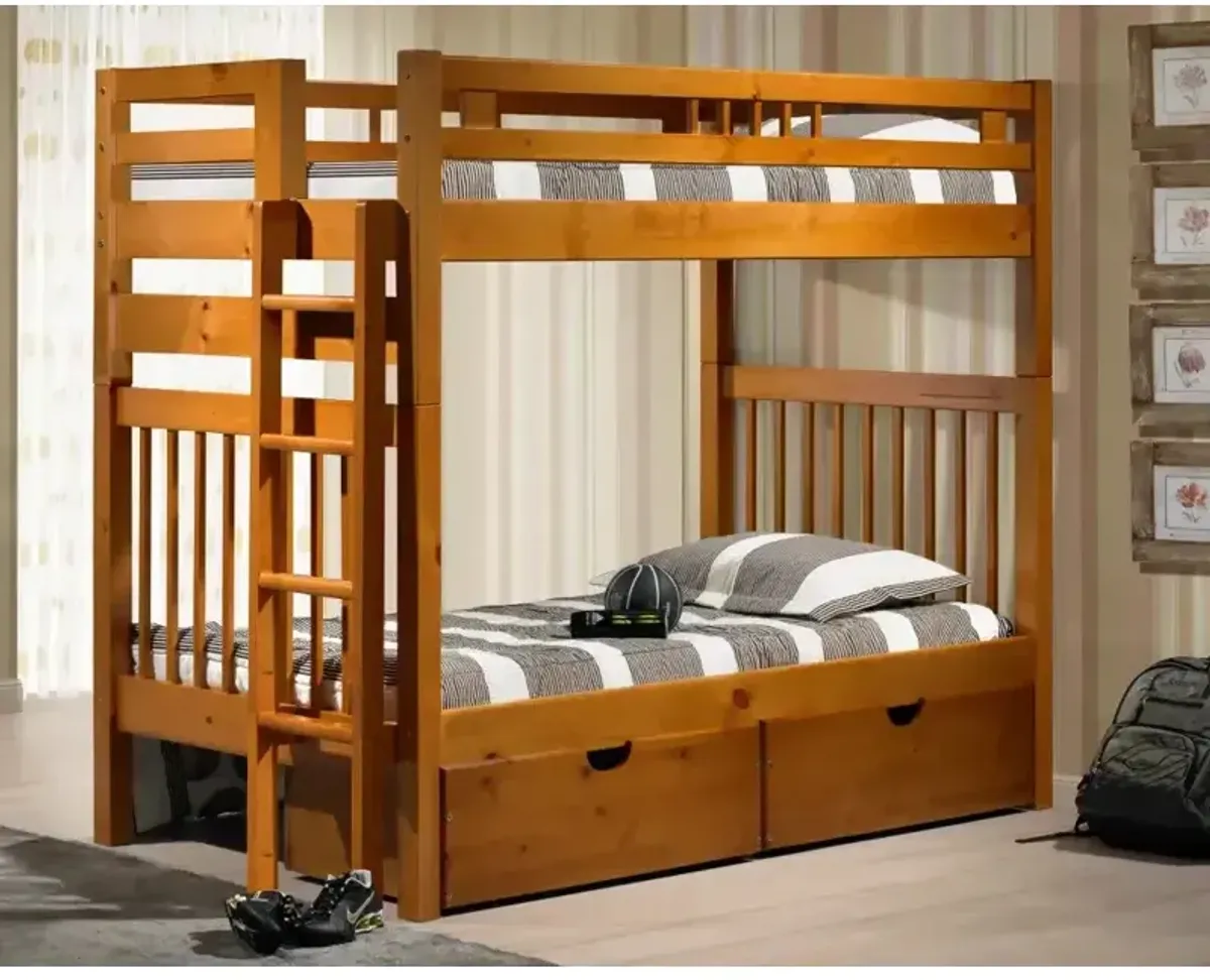 Sacramento Twin Over Twin Bunkbed w/Ladder - Pecan