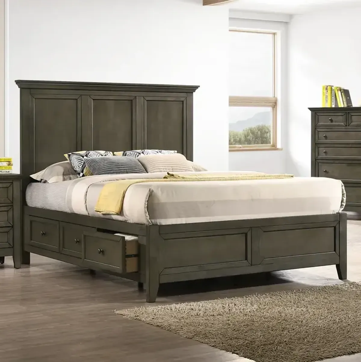 San Mateo Queen Storage Bed - Gray