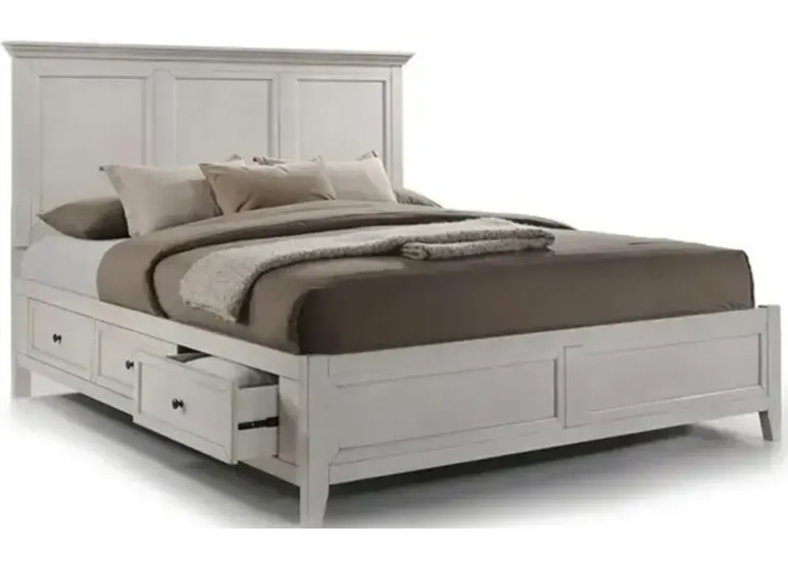 San Mateo Queen Storage Bed - Rustic White