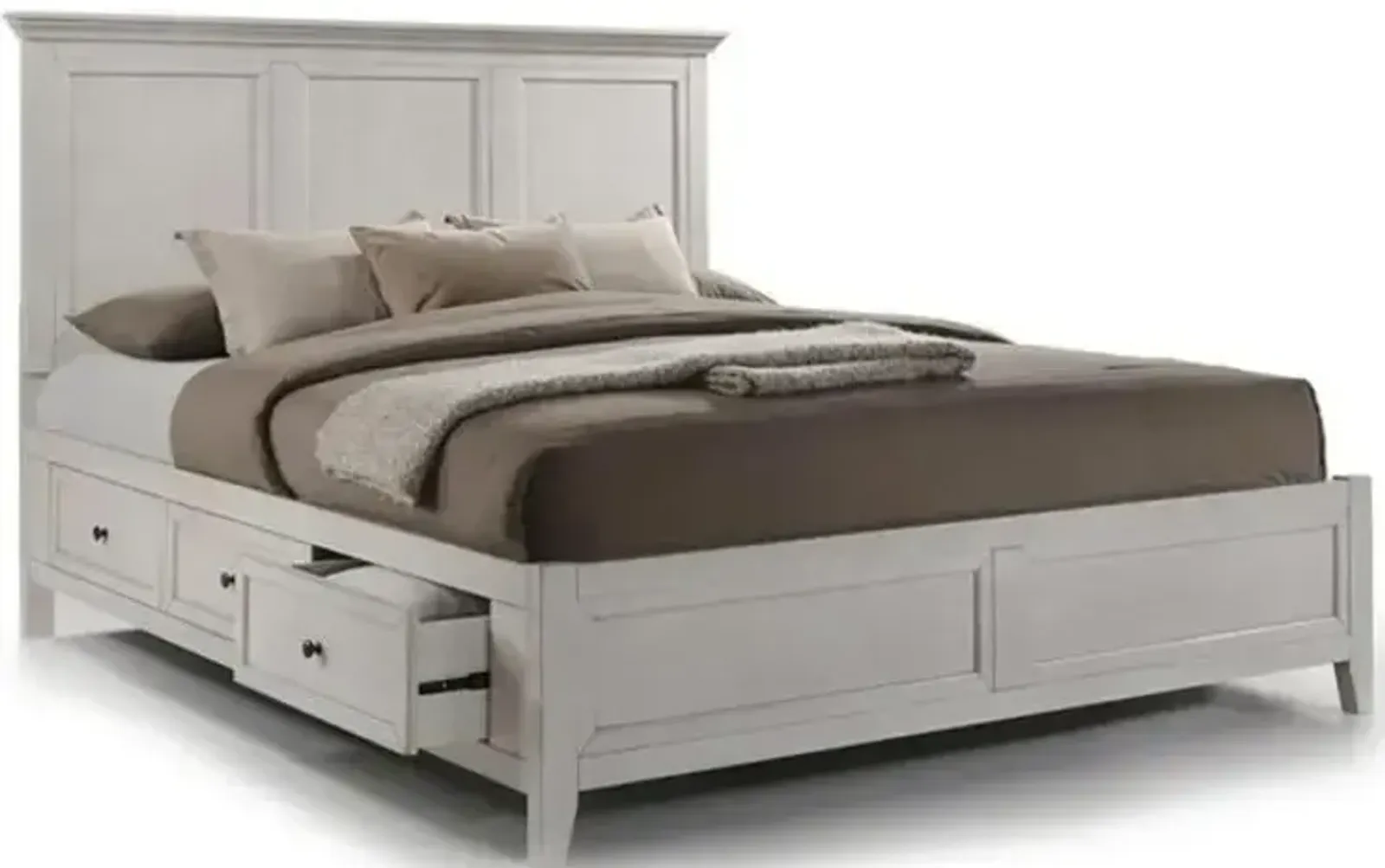 San Mateo Queen Storage Bed - Rustic White