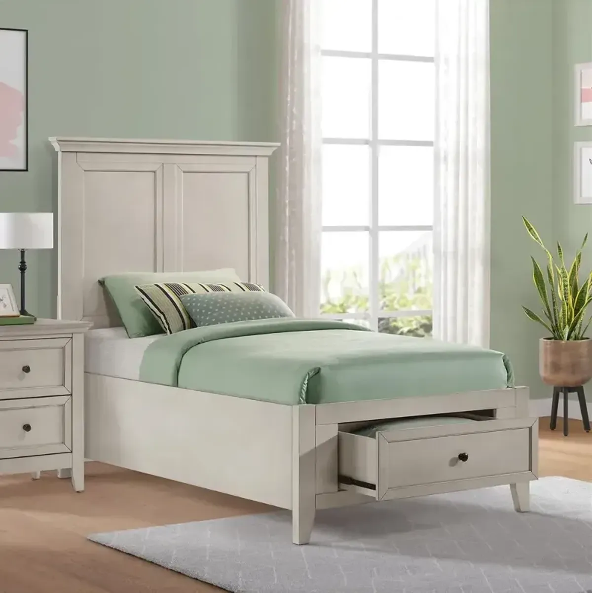 San Mateo Twin Storage Bed - Rustic White