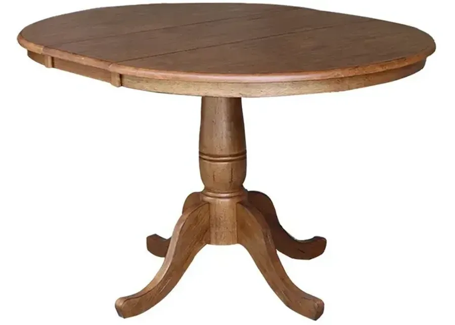 Dining Essentials - 36" Extension Table Top w/Traditional Pedestal - Bourbon Oak