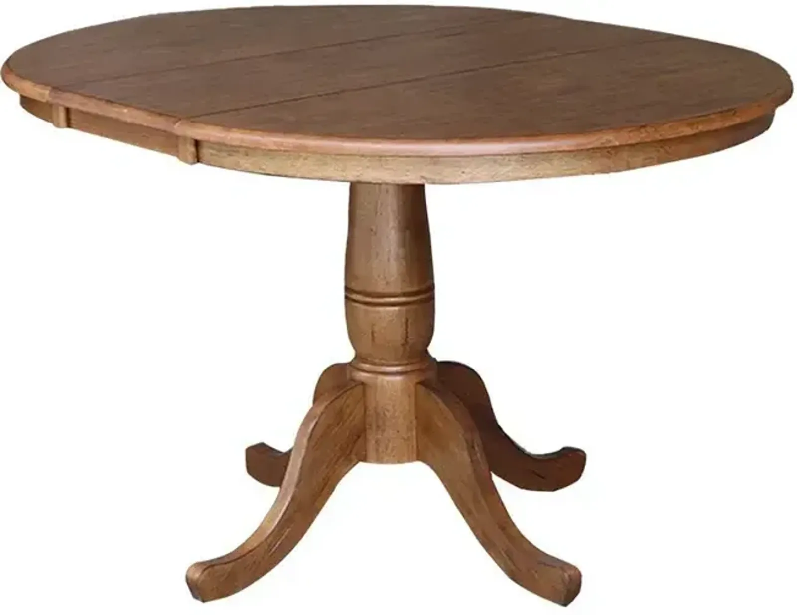 Dining Essentials - 36" Extension Table Top w/Traditional Pedestal - Bourbon Oak