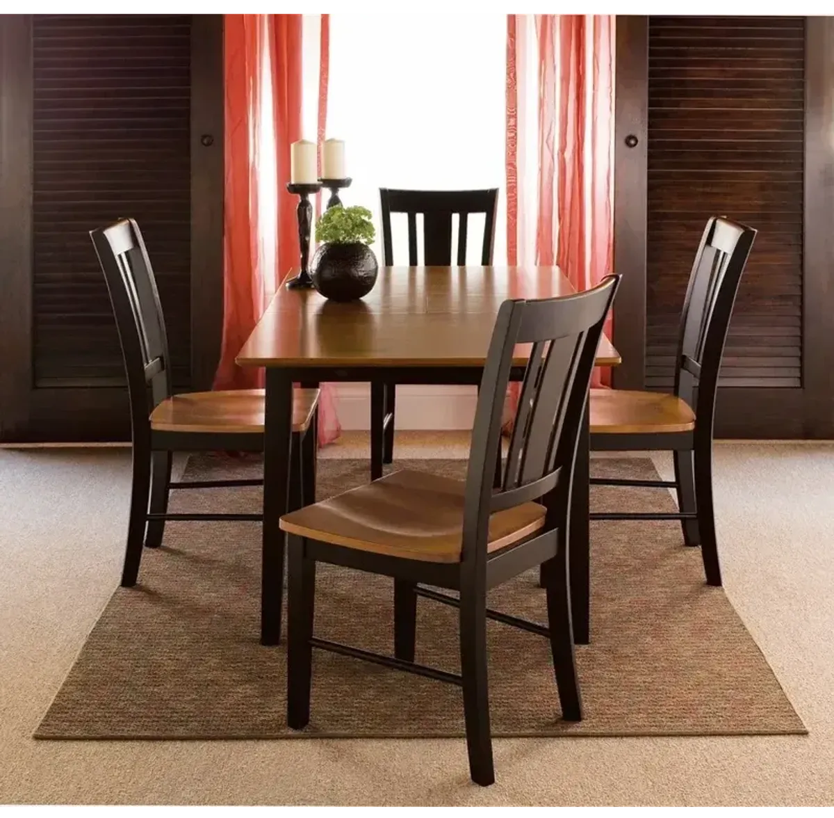 Dining Essentials - 32x48x60 Extension Table Top w/ 30'' Shaker Legs - Cherry/Black