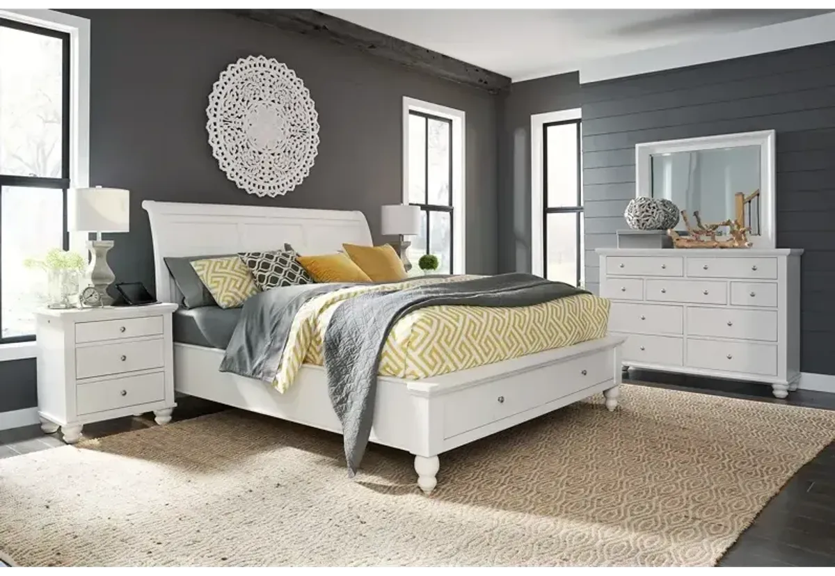 Cambridge King Storage Sleigh Bed - White