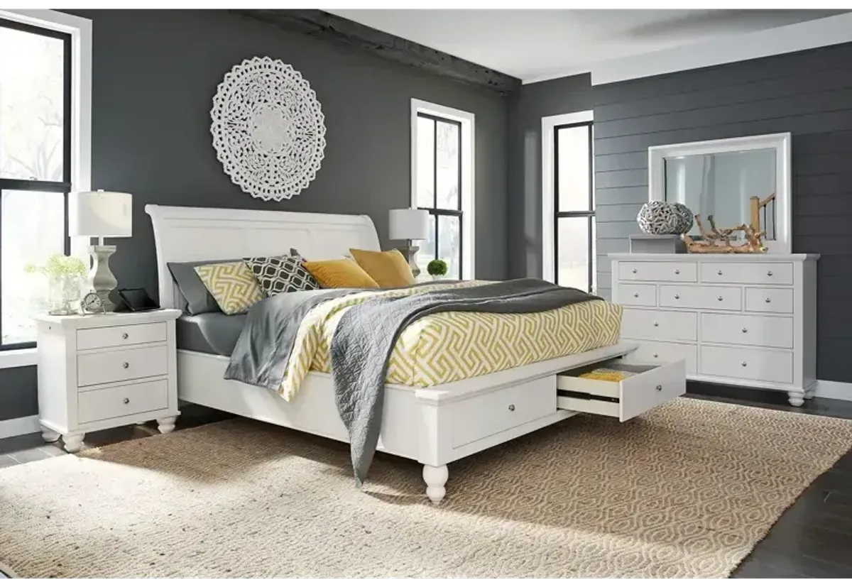 Cambridge King Storage Sleigh Bed - White