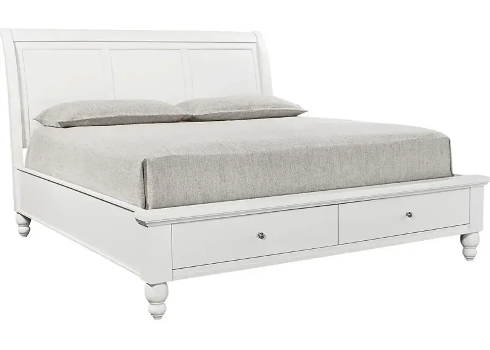 Cambridge King Storage Sleigh Bed - White