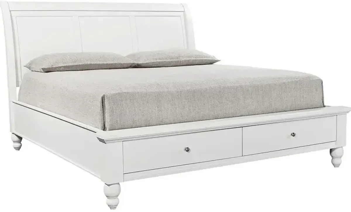 Cambridge King Storage Sleigh Bed - White