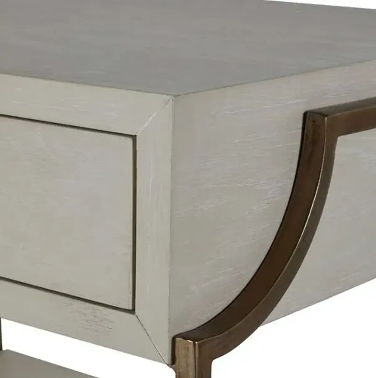 Soma 2-Drawer Nightstand - Cerused White/Stain Brass - Gabby