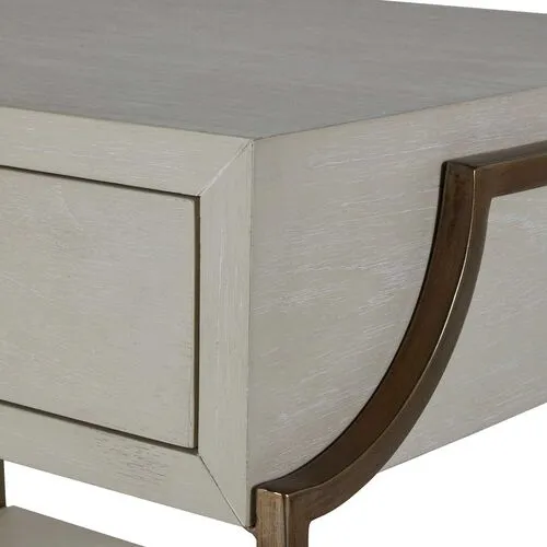 Soma 2-Drawer Nightstand - Cerused White/Stain Brass - Gabby