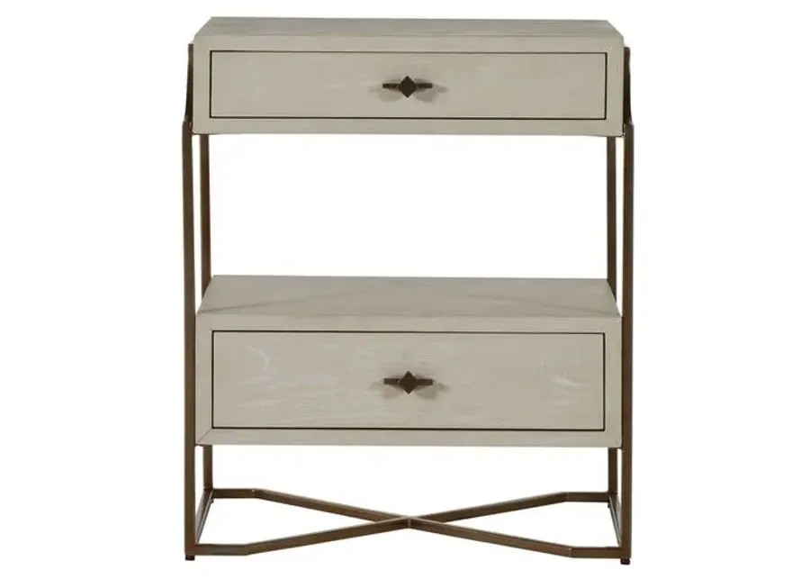 Soma 2-Drawer Nightstand - Cerused White/Stain Brass - Gabby