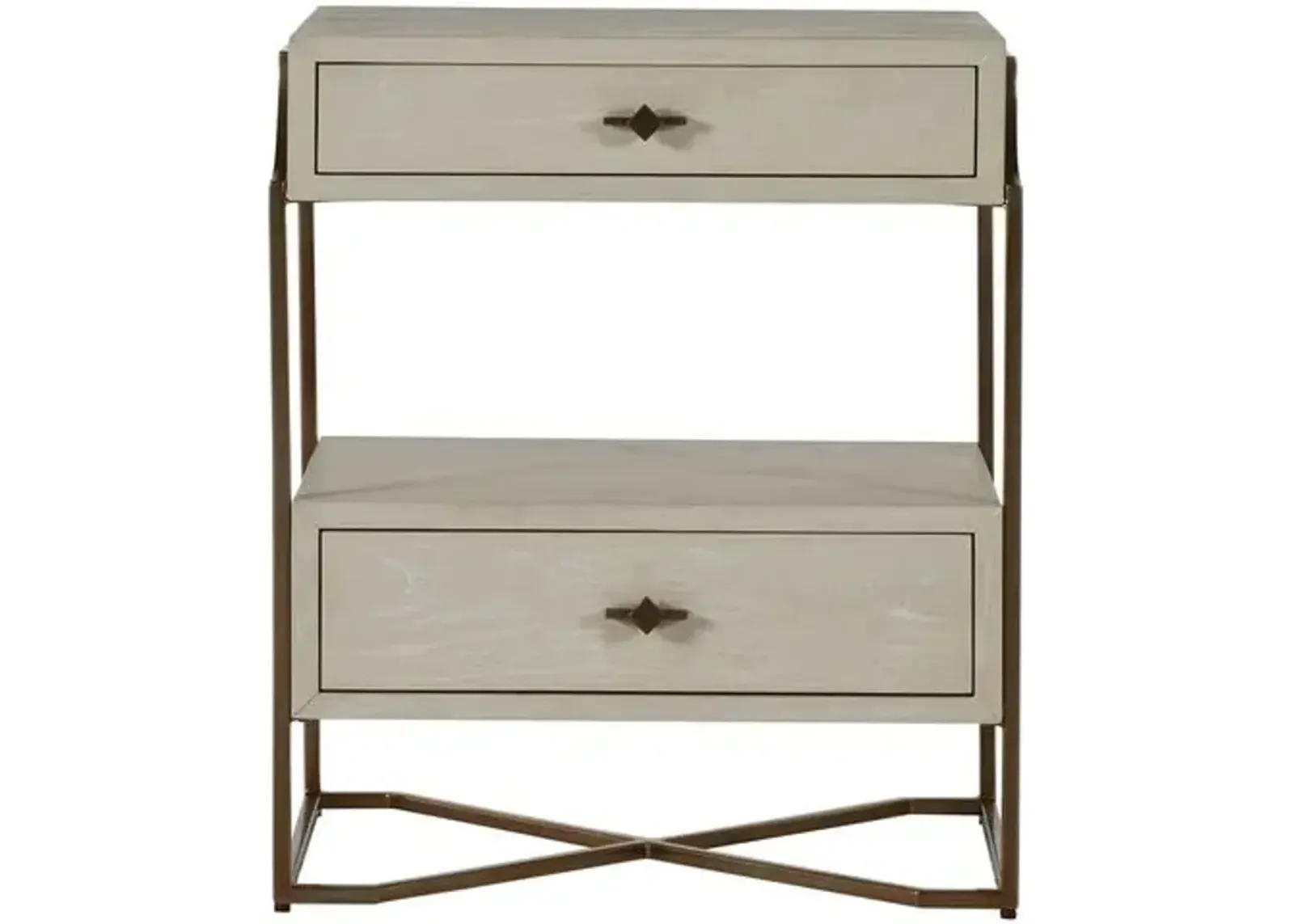 Soma 2-Drawer Nightstand - Cerused White/Stain Brass - Gabby