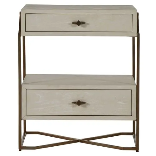 Soma 2-Drawer Nightstand - Cerused White/Stain Brass - Gabby