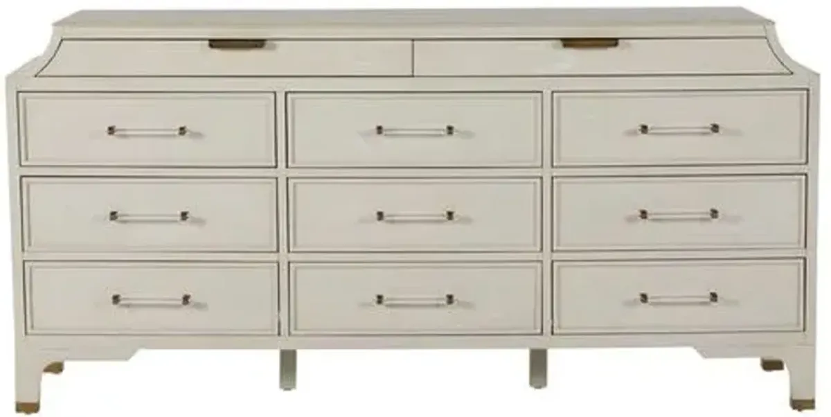 Alexandra 11-Drawer Dresser - Cerused White/Brass - Gabby