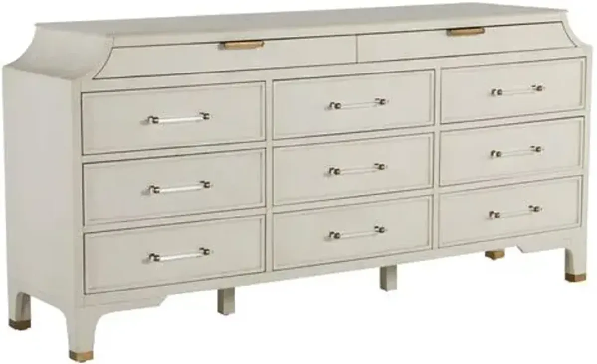 Alexandra 11-Drawer Dresser - Cerused White/Brass - Gabby