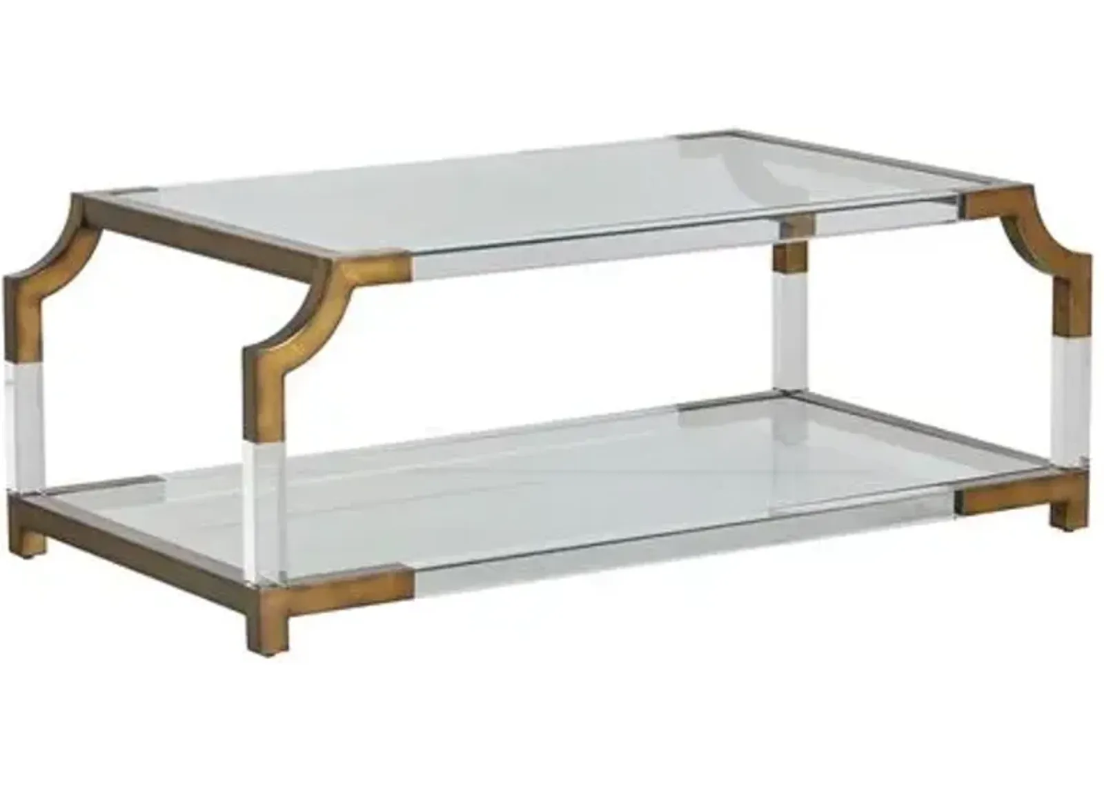 Kensley Acrylic Coffee Table - Antique Brass - Gabby - Brown