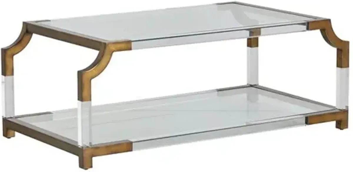 Kensley Acrylic Coffee Table - Antique Brass - Gabby - Brown