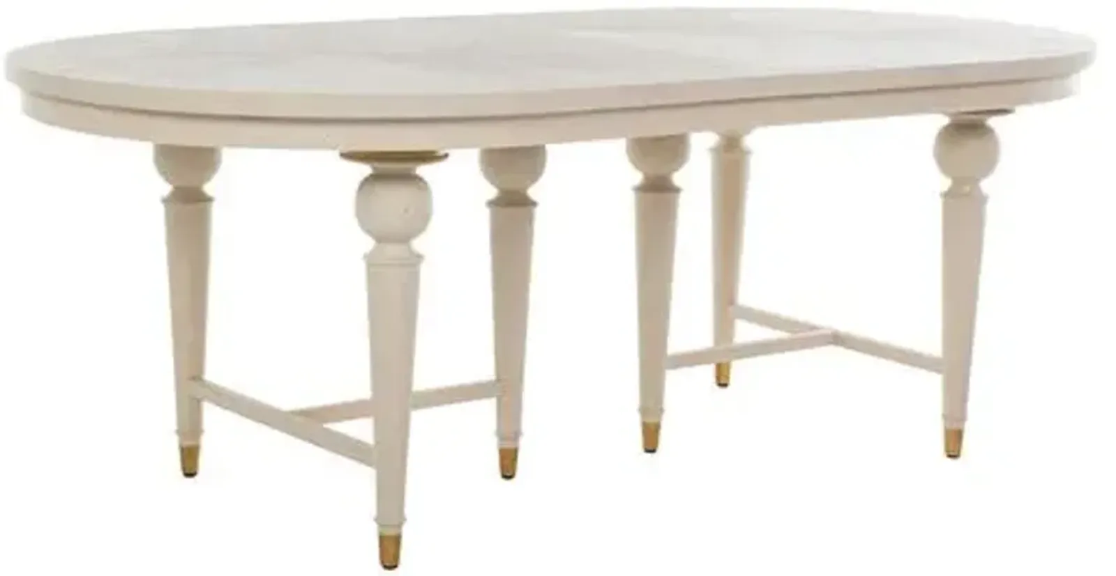 Rosemary Extension Dining Table - Cerused White/Stained Gold - Gabby