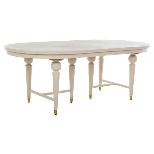 Rosemary Extension Dining Table - Cerused White/Stained Gold - Gabby