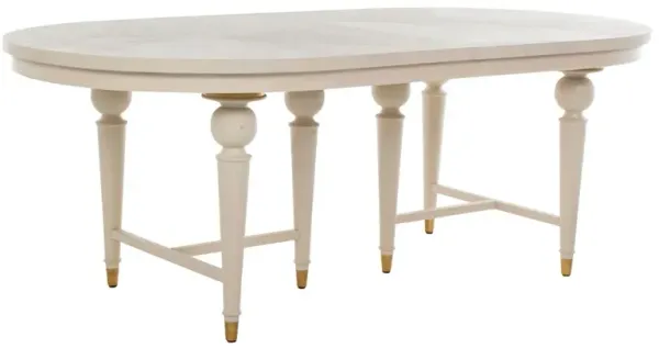 Rosemary Extension Dining Table, Cerused White/Stained Gold