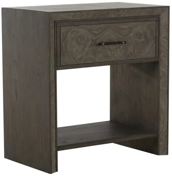 Alma 1-Drawer Burl Nightstand, Dark Brown