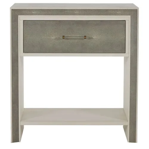 Alford Faux Shagreen Nightstand - White Cerused Oak - Gabby