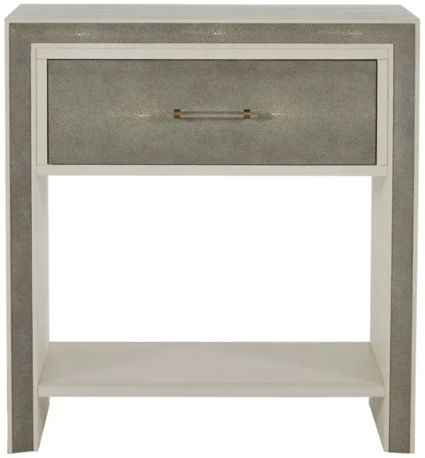 Alford Faux Shagreen Nightstand, White Cerused Oak
