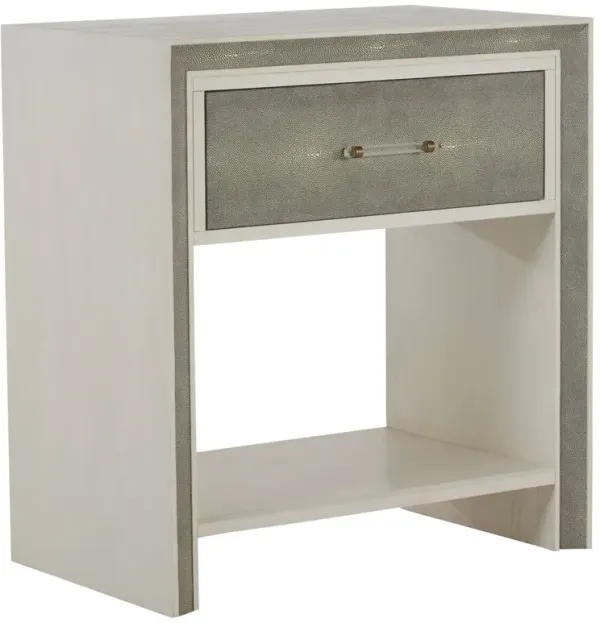 Alford Faux Shagreen Nightstand, White Cerused Oak