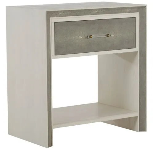 Alford Faux Shagreen Nightstand - White Cerused Oak - Gabby