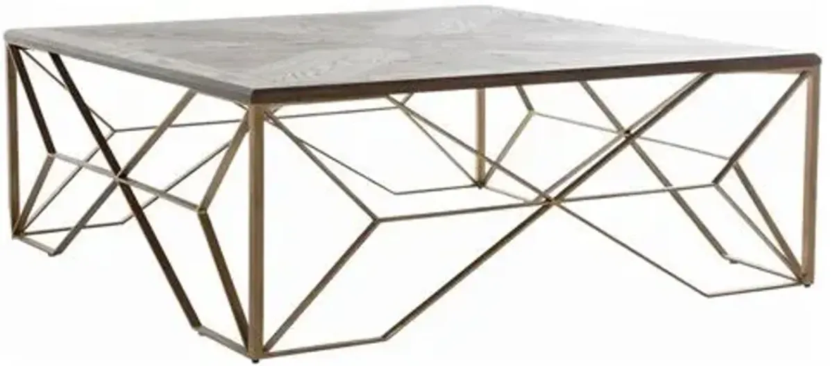 Theodore Square Coffee Table - Cerused Dark Gray/B - Gabby - Brown