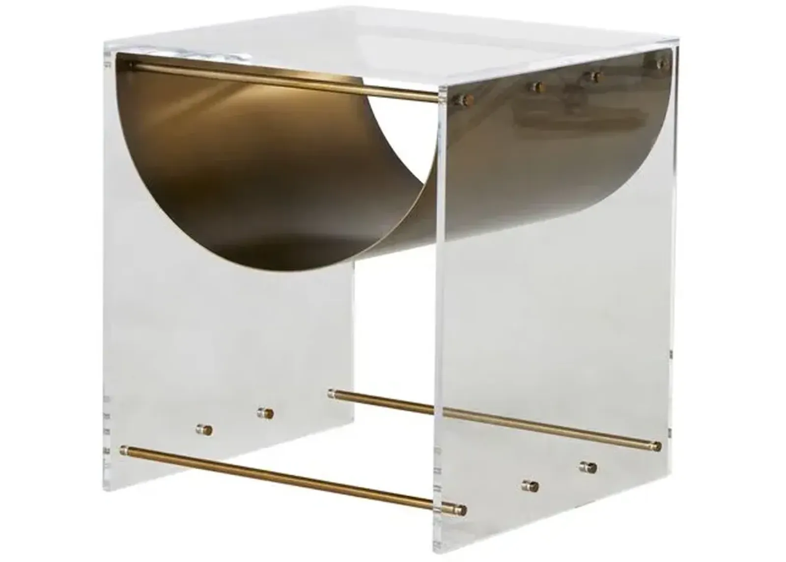 Skylar Acrylic Side Table - Antique Brass - Gabby - Brown