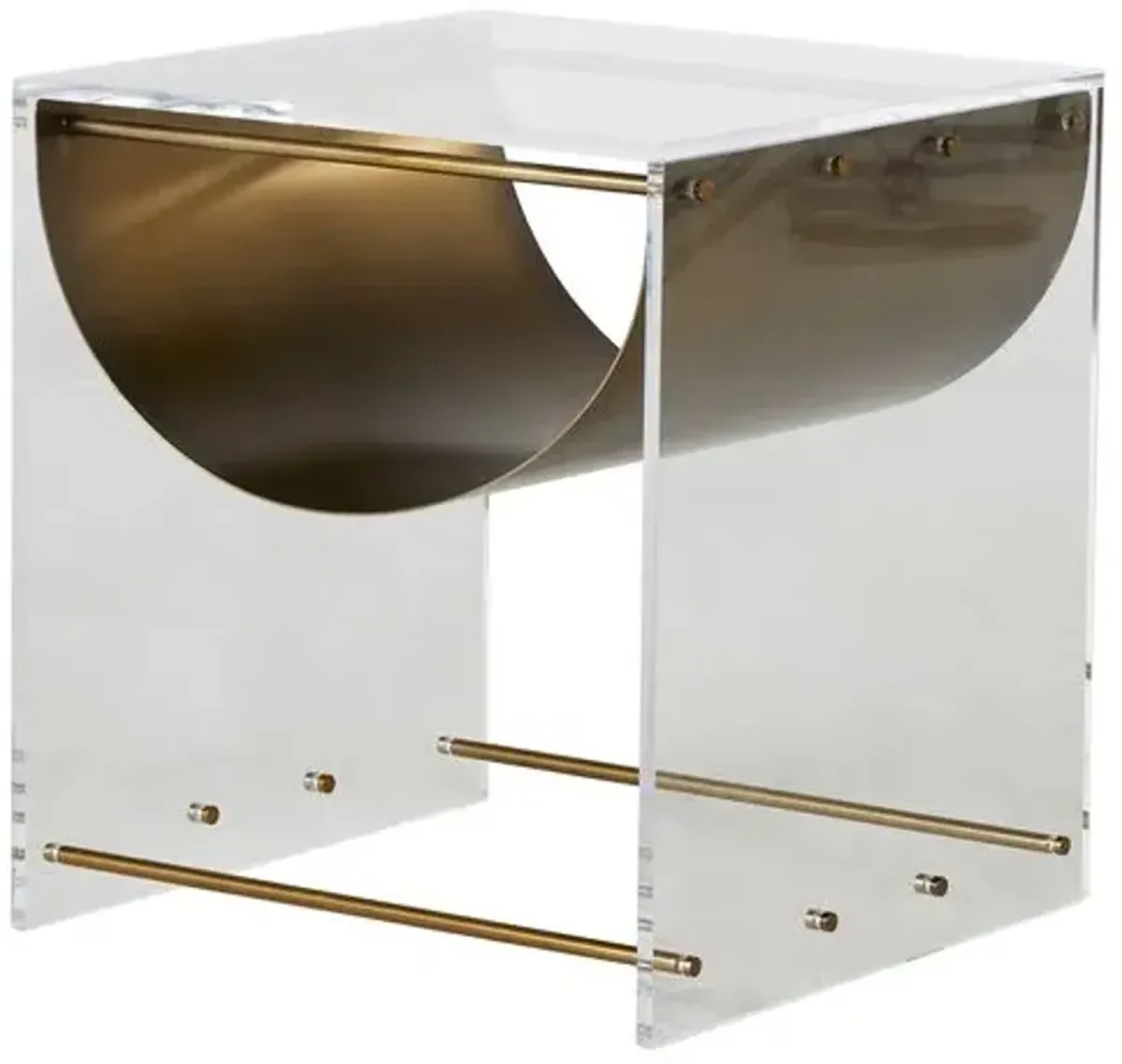 Skylar Acrylic Side Table - Antique Brass - Gabby - Brown