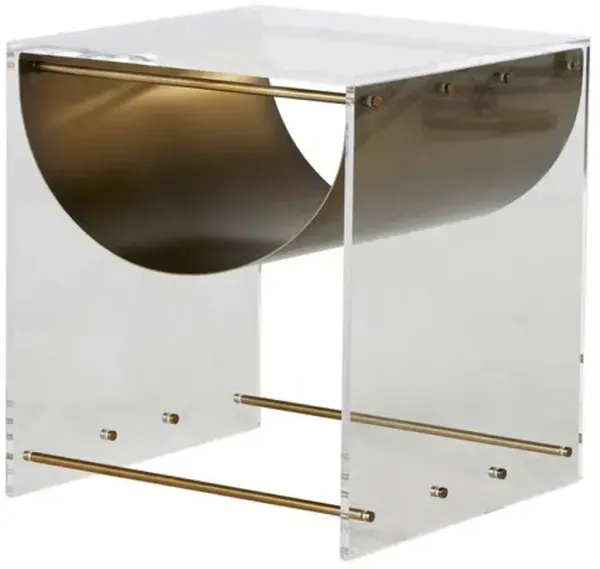 Skylar Acrylic Side Table - Antique Brass - Gabby - Brown