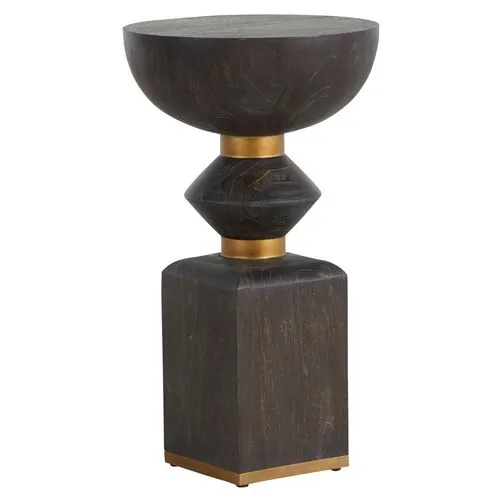 Norris Drinking Table - Cerused Black/Gold - Gabby