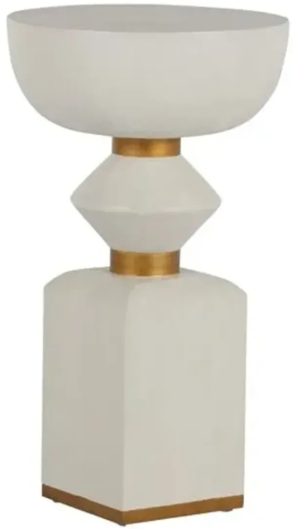 Norris Drinking Table - Cerused White/Gold - Gabby