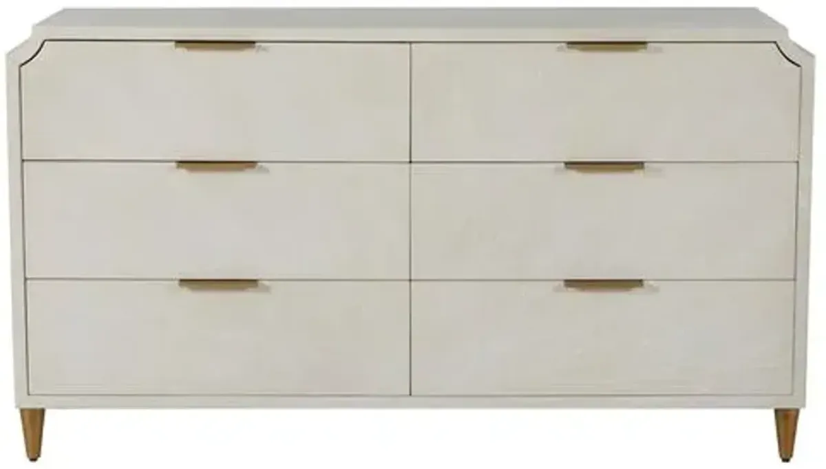 Chiri Cerused 6-Drawer Dresser - White/Stained Gold - Gabby