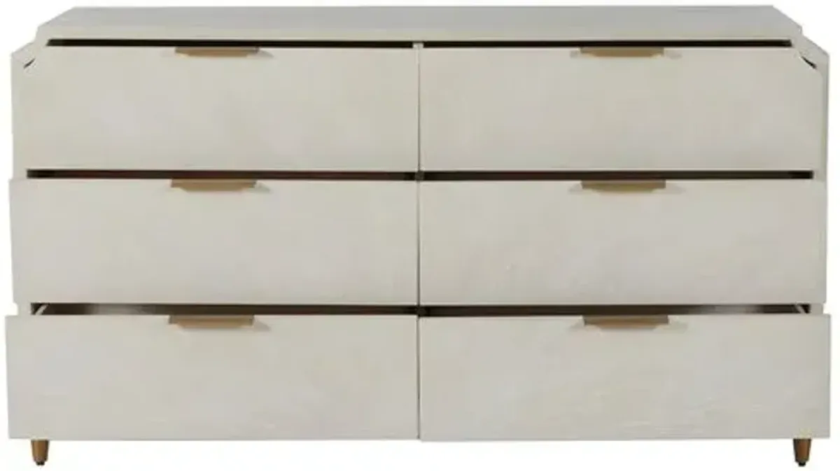 Chiri Cerused 6-Drawer Dresser - White/Stained Gold - Gabby