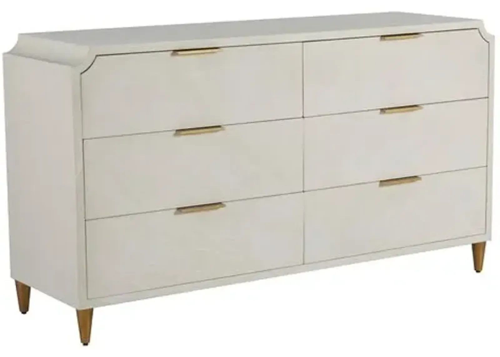 Chiri Cerused 6-Drawer Dresser - White/Stained Gold - Gabby