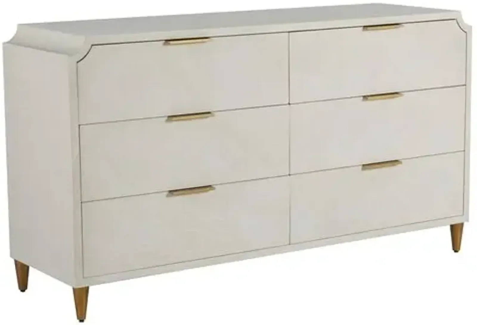 Chiri Cerused 6-Drawer Dresser - White/Stained Gold - Gabby