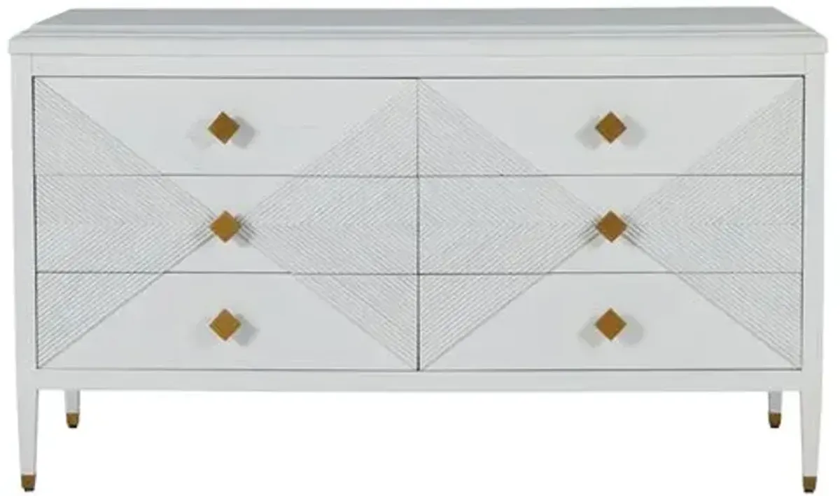 Julia Cerused 6-Drawer Dresser - White/Stained Gold - Gabby