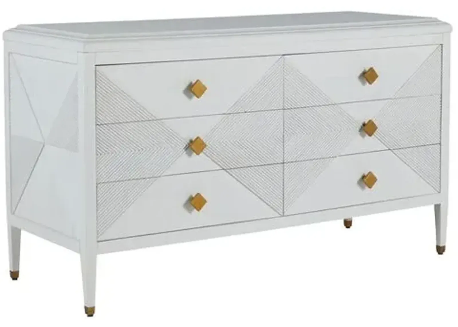 Julia Cerused 6-Drawer Dresser - White/Stained Gold - Gabby