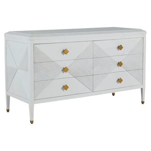 Julia Cerused 6-Drawer Dresser - White/Stained Gold - Gabby