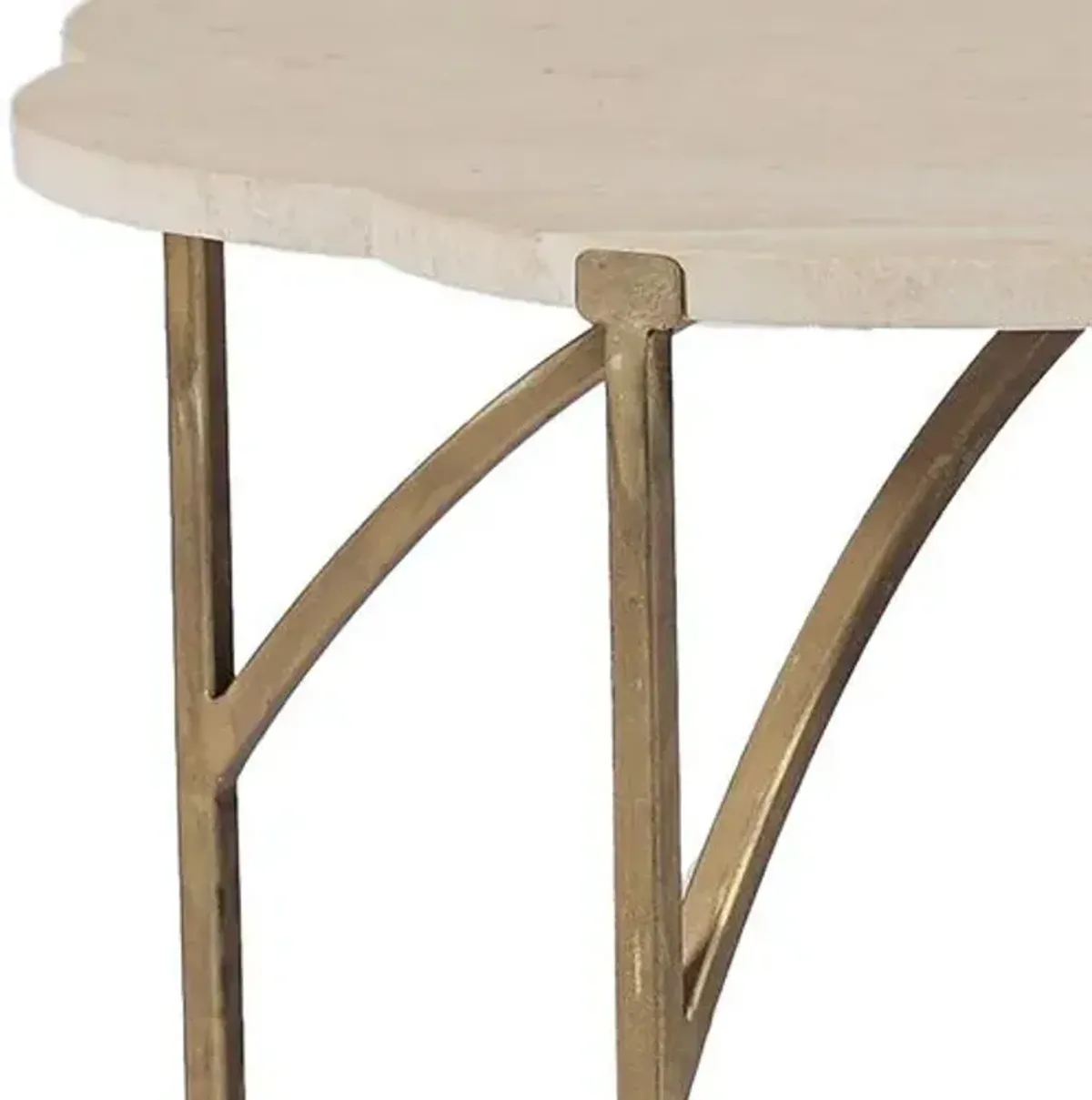 Gillian Flower Side Table - Antique Gold/Natural Limestone - Gabby